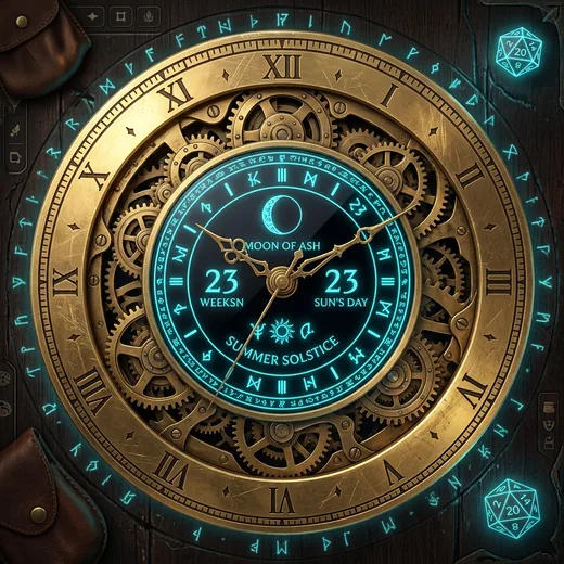 The Fyndovn Chronometer — an arcane astrolabe clock widget